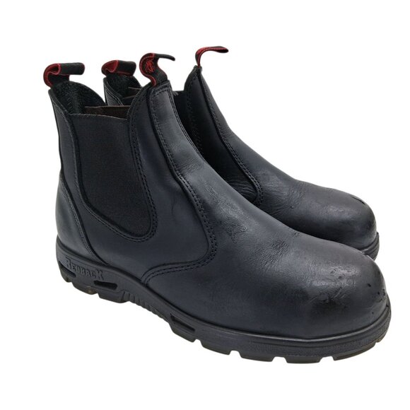 Redback Boots Mens Size AU 8 US 9 Black Chelsea Steel Toe Work Leather Lug Sole - Picture 1 of 10